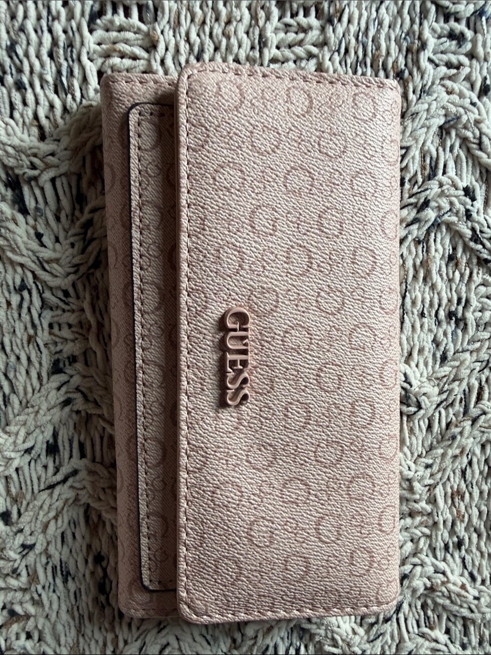 Guess Blush Pink Logo Continental Wallet